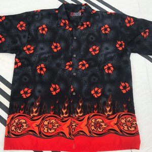 PINEAPPLE CONNECTION size L SHORT SLEEVE BUTTON DOWN SHIRT LARGE